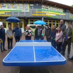 Die YOUNG LEADER Harz-Gruppe der Sekundarschule Ilsenburg mit Unterstützern des Projektes „Tischtennisplatte“